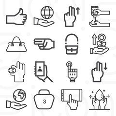 16 pack of turn over lineal web icons set