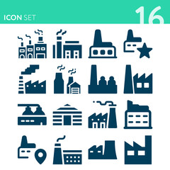 Obraz premium Simple set of 16 icons related to steel mill