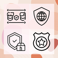 Fototapeta premium Simple set of protective covering related lineal icons