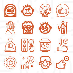 16 pack of guys  lineal web icons set