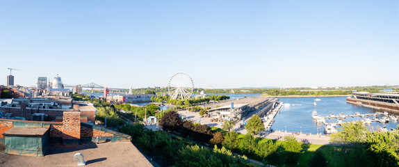 Montreal, Canada - august 2020 : panoramic view of the old harbor