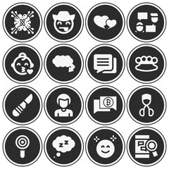16 pack of cheek  filled web icons set