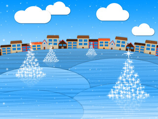 Landscape Xmas Means Merry Christmas And Celebration