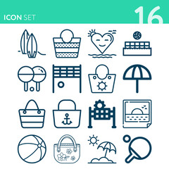 Simple set of 16 icons related to set down
