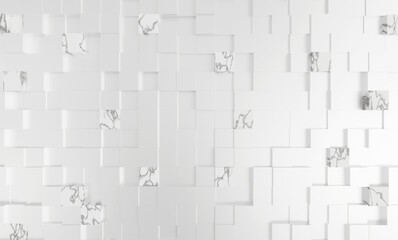Abstract 3d background with white and marble cubes 