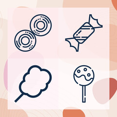 Simple set of candies related lineal icons
