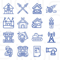 16 pack of historic  lineal web icons set