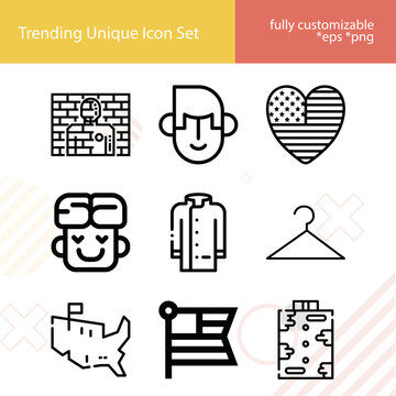 Simple set of teen related lineal icons.