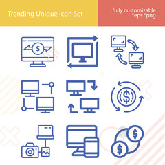 Simple set of coupled related lineal icons.