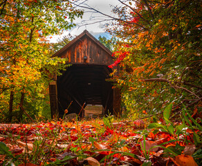 covered bridge in the fall 