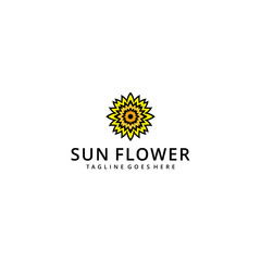 Creative simple Artistic sunflower nature logo design illustration