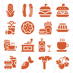 16 pack of eaten  filled web icons set