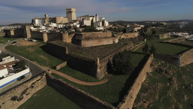Estremoz, historical village with castle in Portugal. Aerial Drone Footage