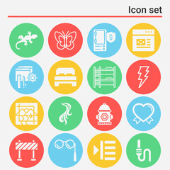 16 pack of screw  filled web icons set