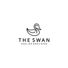 Creative luxury Minimalist swan bird animal line art silhouette logo template
