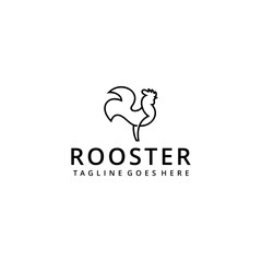 Illustration rooster or male chicken morning silhouette sign logo vector template