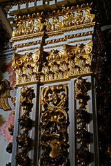 Obraz premium Baroque ornaments on church wall (detail), Sao Joao del Rei, Minas Gerais, Brazil 