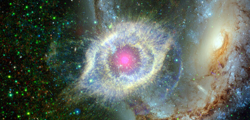 Nebula and galaxy. Deep space. Elements of this image furnished by NASA