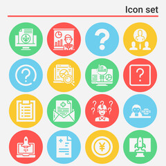 16 pack of inquiry  filled web icons set