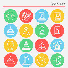 16 pack of tomb  lineal web icons set