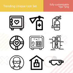 Fototapeta premium Simple set of preventive related lineal icons.