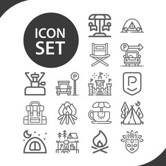 Simple set of camping related lineal icons.