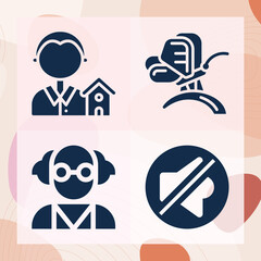 Simple set of attractive related filled icons