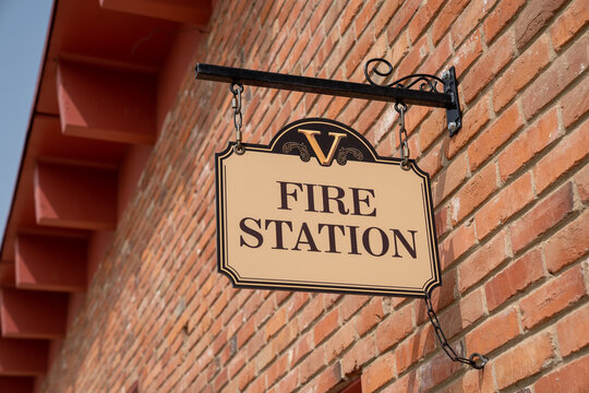 Victor, Colorado - September 17, 2020: Sign for the Victor Fire Station and Department