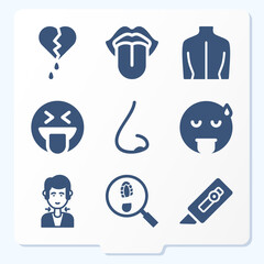 Simple set of 9 icons related to throat