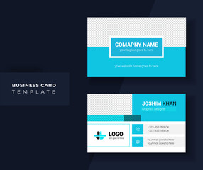 Blue and white abstract shape business card design