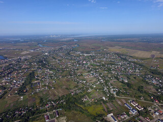 Aerial view of the saburb landscape (drone image). Near Kiev