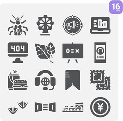 Simple set of engine related filled icons.