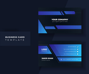 Black minimal gradient color business card template