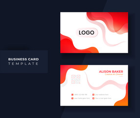 Red modern business card Template Design