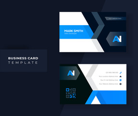 Blue background business card design.