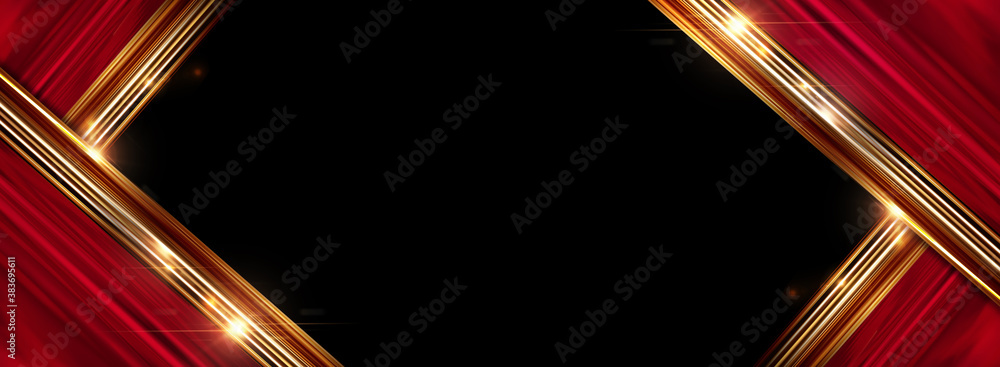 Poster abstract gold and red frame background. abstract red and gold arrow metallic direction luxury overla