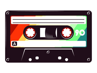 Audio cassette tape retro vintage mixtape vector art illustration isolated on white background.