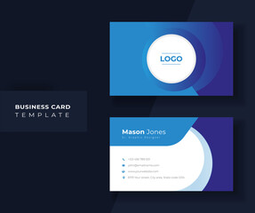 Blue Color Professional business card Template with abstract gradient.