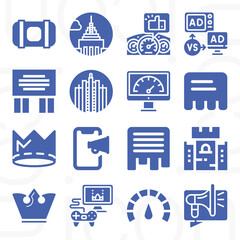 16 pack of royal line  filled web icons set