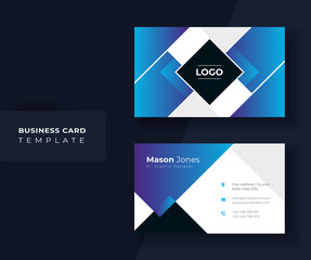 Naklejka premium Blue Color Professional business card&nbsp;Template.