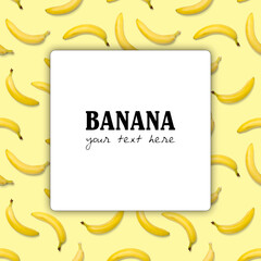 Creative Layout with bananas over a yellow background. Top view.