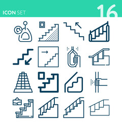 Simple set of 16 icons related to flight of