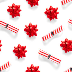 Seamless regular creative Christmas pattern with New Year decorations. xmas Modern Seamless pattern made from christmas decorations. white background