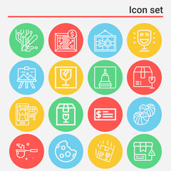 16 pack of delicate  lineal web icons set