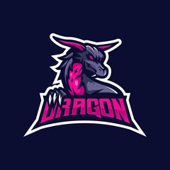 Dragon mascot logo design vector with modern illustration concept style for badge, emblem and t shirt printing. Angry Dragon illustration for e-sport team