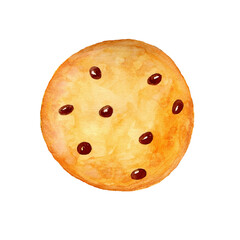 Christmas cookies with chocolate isolated on white background. Drawn in watercolor by hand.