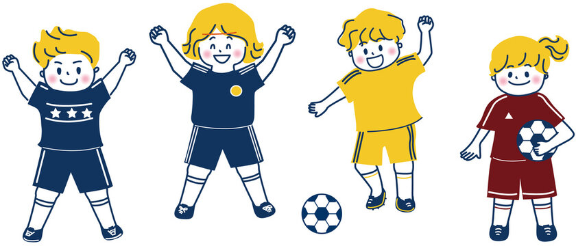 サッカーをする子供たちのイラスト Illustration of children playing soccer
