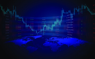Stock market or forex trading candlestick graph in graphic design for financial investment concept