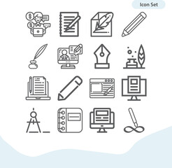 Simple set of writers related lineal icons.