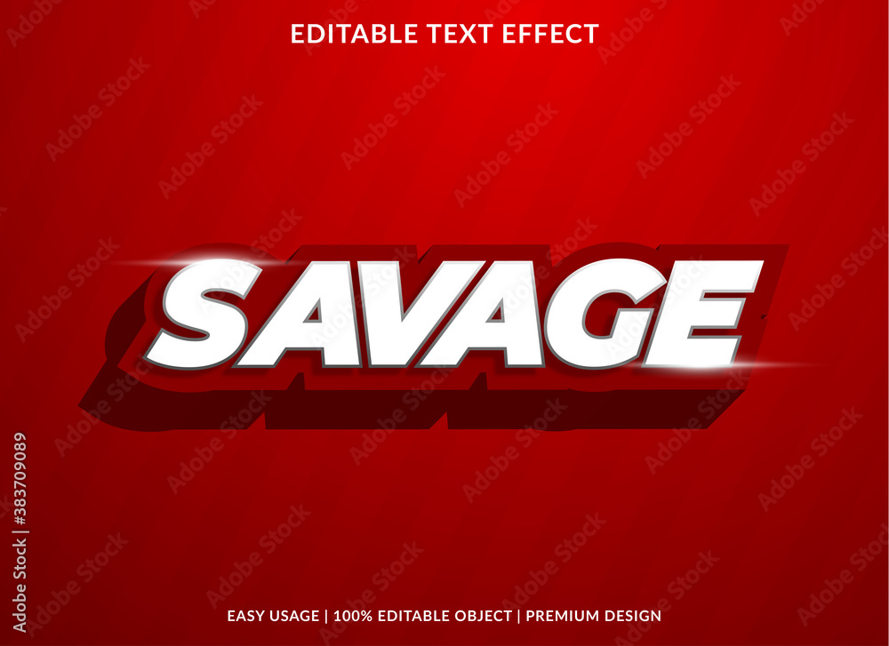 Poster savage text effect template with bold and 3d style use for business logo and brand